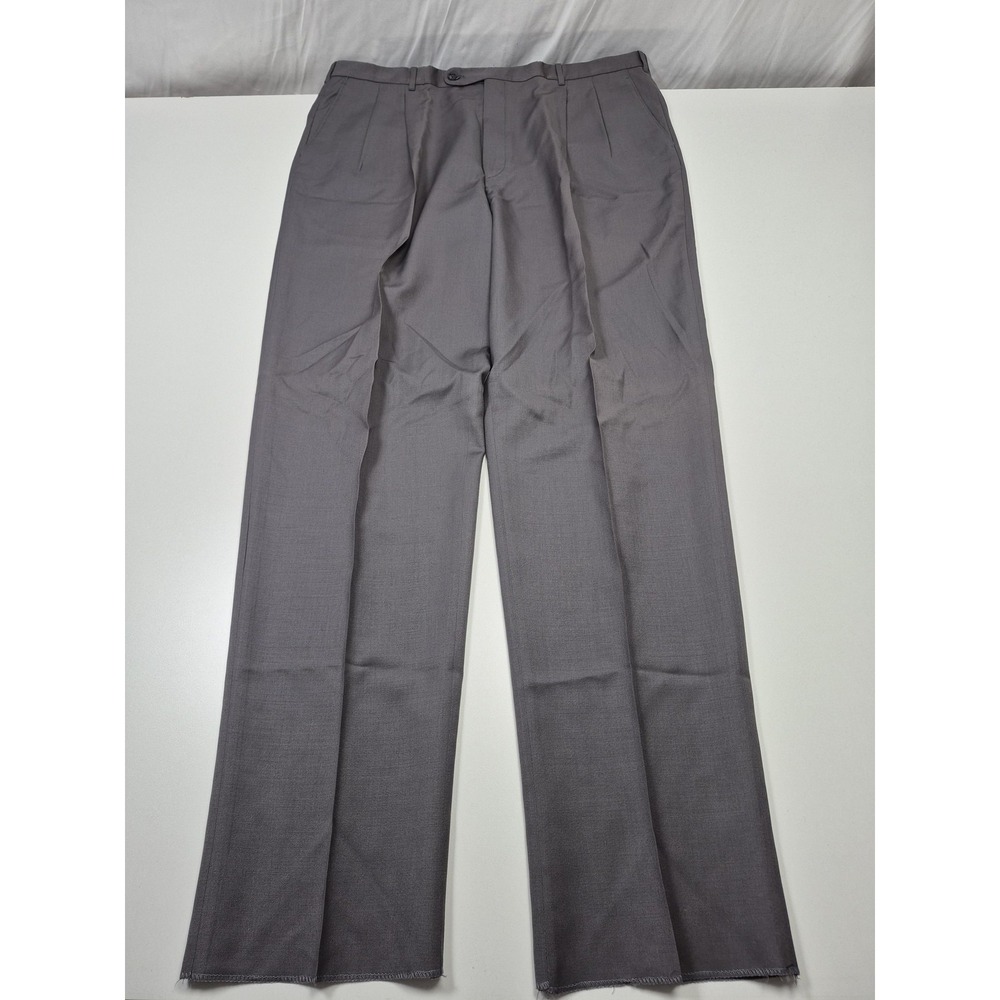 Bannister Beale Dress Pants Mens 44x37 Gray Wool Pleated Unhemmed NWT